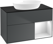 Тумба под раковину Villeroy & Boch Finion 100х50,1 см с подсветкой МДФ темно-синий матовый лак/стекло черное матовое GA22MTHG
