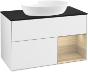 Тумба под раковину Villeroy & Boch Finion 100х50,1 см с подсветкой МДФ глянцевый белый лак/стекло черное матовое GA22PCGF