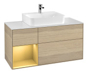 Тумба под раковину Villeroy & Boch Finion 120х50,1 см с подсветкой МДФ шпон дуба/стекло белое матовое F161HFPC