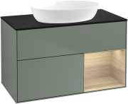 Тумба под раковину Villeroy & Boch Finion 100х50,1 см с подсветкой МДФ оливковый матовый лак/стекло черное матовое GA22PCGM