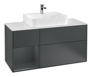 Тумба под раковину Villeroy & Boch Finion 120х50,1 см с подсветкой МДФ темно-синий матовый лак/стекло белое матовое F161HGHG