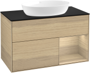 Тумба под раковину Villeroy & Boch Finion 100х50,1 см с подсветкой МДФ шпон дуба/стекло черное матовое GA22PCPC