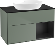 Тумба под раковину Villeroy & Boch Finion 100х50,1 см с подсветкой МДФ оливковый матовый лак/стекло черное матовое GA22PDGM