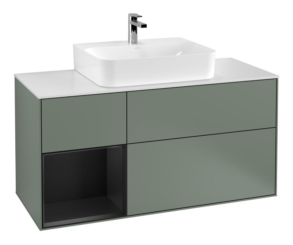 Тумба под раковину Villeroy & Boch Finion 120х50,1 см с подсветкой МДФ оливковый матовый лак/стекло белое матовое F161PDGM
