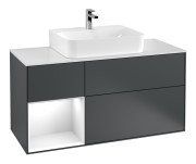 Тумба под раковину Villeroy & Boch Finion 120х50,1 см с подсветкой МДФ темно-синий матовый лак/стекло белое матовое F161GFHG