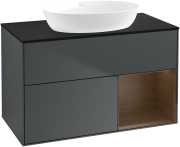 Тумба под раковину Villeroy & Boch Finion 100х50,1 см с подсветкой МДФ темно-синий матовый лак/стекло черное матовое GA22GNHG