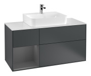 Тумба под раковину Villeroy & Boch Finion 120х50,1 см с подсветкой МДФ темно-синий матовый лак/стекло белое матовое F161GKHG