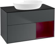 Тумба под раковину Villeroy & Boch Finion 100х50,1 см с подсветкой МДФ темно-синий матовый лак/стекло черное матовое GA22HBHG