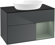 Тумба под раковину Villeroy & Boch Finion 100х50,1 см с подсветкой МДФ темно-синий матовый лак/стекло черное матовое GA22GMHG