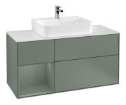 Тумба під раковину Villeroy & Boch Finion 120х50,1 см із підсвічуванням МДФ оливковий матовий лак/скло біле матове F161GMGM