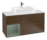 Тумба під раковину Villeroy & Boch Finion 120х50,1 см із підсвічуванням МДФ шпон волоського горіха/скло біле матове F161GMGN