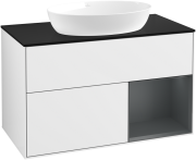 Тумба под раковину Villeroy & Boch Finion 100х50,1 см с подсветкой МДФ глянцевый белый лак/стекло черное матовое GA22HGGF