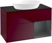 Тумба під раковину Villeroy & Boch Finion 100х50,1 см з підсвічуванням МДФ півонія матовий лак/скло чорне матове GA22HGHB