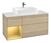 Тумба під раковину Villeroy & Boch Finion 120х50,1 см із підсвічуванням МДФ шпон дуба/скло біле матове F161HFPC