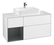 Тумба под раковину Villeroy & Boch Finion 120х50,1 см с подсветкой МДФ глянцевый белый лак/стекло белое матовое F161HGGF