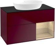 Тумба под раковину Villeroy & Boch Finion 100х50,1 см с подсветкой МДФ пион матовый лак/стекло черное матовое GA22PCHB