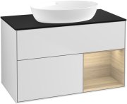 Тумба під раковину Villeroy & Boch Finion 100х50,1 см із підсвічуванням МДФ білий матовий лак/скло чорне матове GA22PCMT