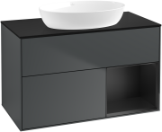 Тумба під раковину Villeroy & Boch Finion 100х50,1 см із підсвічуванням МДФ темно-синій матовий лак/скло чорне матове GA22PDHG