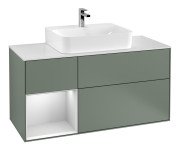 Тумба под раковину Villeroy & Boch Finion 120х50,1 см с подсветкой МДФ оливковый матовый лак/стекло белое матовое F161MTGM