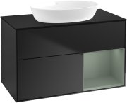 Тумба под раковину Villeroy & Boch Finion 100х50,1 см с подсветкой МДФ черный матовый лак/стекло черное матовое GA22GMPD
