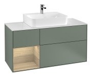Тумба под раковину Villeroy & Boch Finion 120х50,1 см с подсветкой МДФ оливковый матовый лак/стекло белое матовое F161PCGM