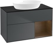 Тумба під раковину Villeroy & Boch Finion 100х50,1 см із підсвічуванням МДФ темно-синій матовий лак/скло чорне матове GA22GNHG