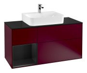 Тумба під раковину Villeroy & Boch Finion 120х50,1 см із підсвічуванням МДФ півонія матовий лак/скло чорне матове F162PDHB