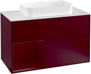 Тумба під раковину Villeroy & Boch Finion 100х50,1 см з підсвічуванням МДФ півонія матовий лак/скло біле матове G241HBHB