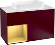 Тумба под раковину Villeroy & Boch Finion 100х50,1 см с подсветкой МДФ пион матовый лак/стекло белое матовое G241HFHB