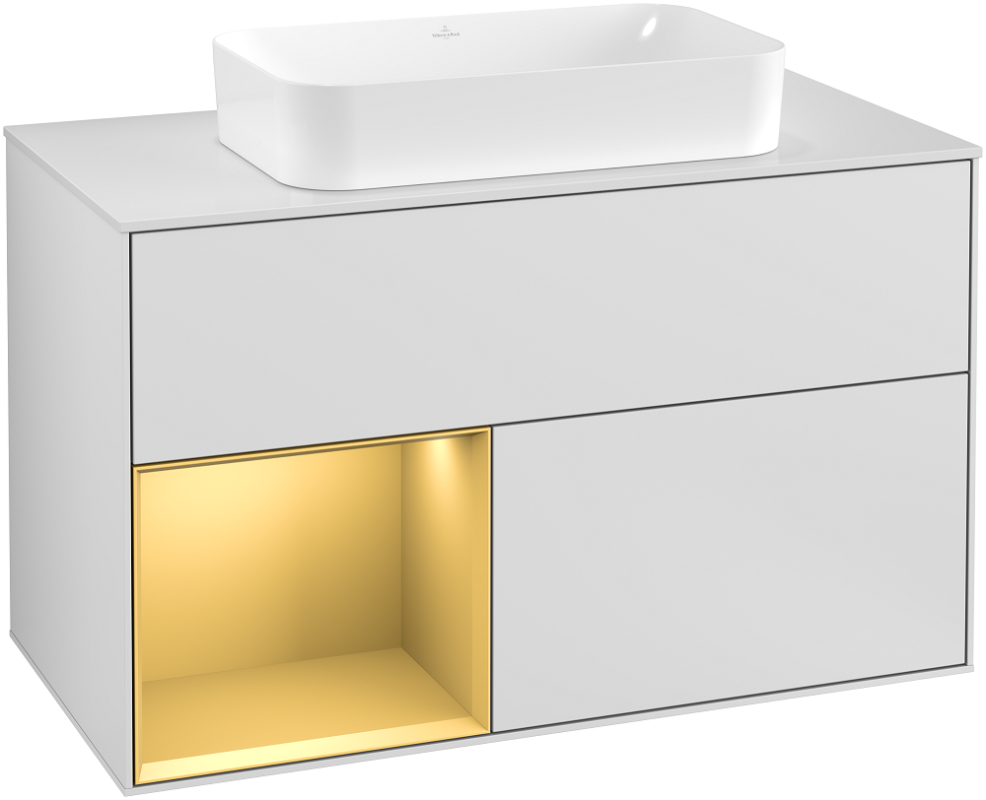 Тумба під раковину Villeroy & Boch Finion 100х50,1 см із підсвічуванням МДФ білий матовий лак/скло біле матове G241HFMT