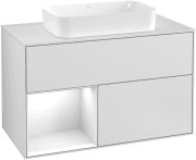 Тумба под раковину Villeroy & Boch Finion 100х50,1 см с подсветкой МДФ белый матовый лак/стекло белое матовое G241GFMT