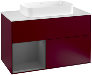 Тумба під раковину Villeroy & Boch Finion 100х50,1 см з підсвічуванням МДФ півонія матовий лак/скло біле матове G241GKHB