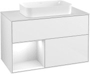 Тумба під раковину Villeroy & Boch Finion 100х50,1 см з підсвіткою МДФ білий глянцевий лак/скло біле матове G241GFGF
