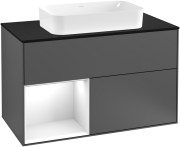 Тумба под раковину Villeroy & Boch Finion 100х50,1 см с подсветкой МДФ антрацит матовый лак/стекло черное матовое G242GFGK