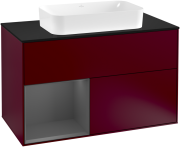 Тумба под раковину Villeroy & Boch Finion 100х50,1 см с подсветкой МДФ пион матовый лак/стекло черное матовое G242GKHB