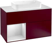Тумба под раковину Villeroy & Boch Finion 100х50,1 см с подсветкой МДФ пион матовый лак/стекло белое матовое G241MTHB