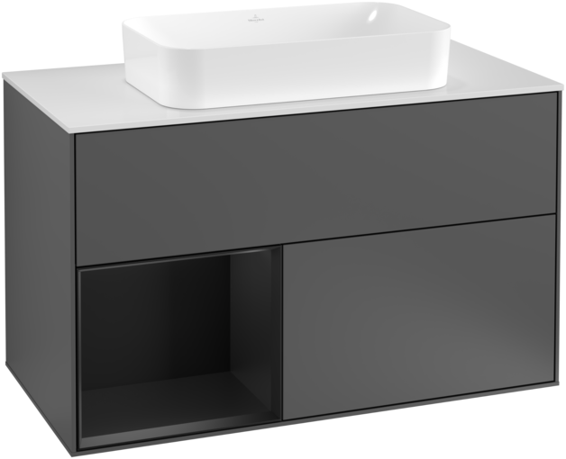 Тумба под раковину Villeroy & Boch Finion 100х50,1 см с подсветкой МДФ антрацит матовый лак/стекло белое матовое G241PDGK