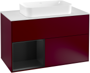 Тумба под раковину Villeroy & Boch Finion 100х50,1 см с подсветкой МДФ пион матовый лак/стекло белое матовое G241PDHB