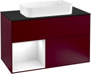 Тумба под раковину Villeroy & Boch Finion 100х50,1 см с подсветкой МДФ пион матовый лак/стекло черное матовое G242GFHB