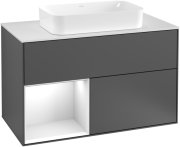 Тумба под раковину Villeroy & Boch Finion 100х50,1 см с подсветкой МДФ антрацит матовый лак/стекло белое матовое G241MTGK