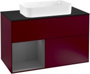 Тумба під раковину Villeroy & Boch Finion 100х50,1 см з підсвічуванням МДФ півонія матовий лак/скло чорне матове G242GKHB