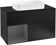 Тумба під раковину Villeroy & Boch Finion 100х50,1 см із підсвічуванням МДФ чорний матовий лак/скло чорне матове G242GKPD