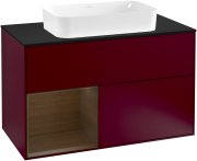 Тумба под раковину Villeroy & Boch Finion 100х50,1 см с подсветкой МДФ пион матовый лак/стекло черное матовое G242GNHB