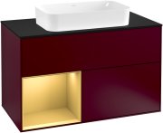 Тумба под раковину Villeroy & Boch Finion 100х50,1 см с подсветкой МДФ пион матовый лак/стекло черное матовое G242HFHB