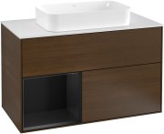 Тумба під раковину Villeroy & Boch Finion 100х50,1 см із підсвічуванням МДФ шпон волоського горіха/скло біле матове G241PDGN