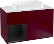 Тумба під раковину Villeroy & Boch Finion 100х50,1 см з підсвічуванням МДФ півонія матовий лак/скло біле матове G241PDHB