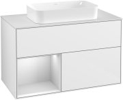 Тумба під раковину Villeroy & Boch Finion 100х50,1 см з підсвіткою МДФ білий глянцевий лак/скло біле матове G241MTGF