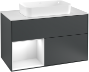 Тумба под раковину Villeroy & Boch Finion 100х50,1 см с подсветкой МДФ темно-синий матовый лак/стекло белое матовое G241GFHG