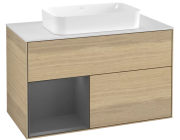 Тумба под раковину Villeroy & Boch Finion 100х50,1 см с подсветкой МДФ шпон дуба/стекло белое матовое G241GKPC