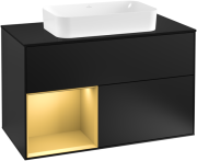 Тумба под раковину Villeroy & Boch Finion 100х50,1 см с подсветкой МДФ черный матовый лак/стекло черное матовое G242HFPD
